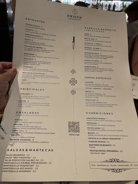 menu 0 of Origen Asador Argentino