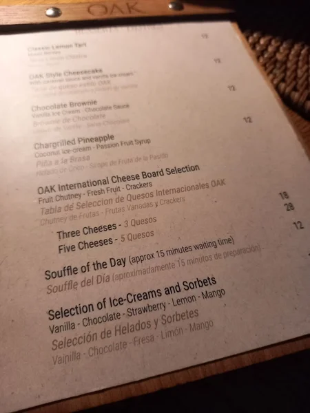 menu 0 of Oak Firehouse & Cocktail