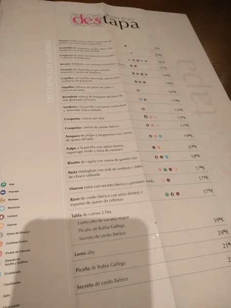 menu 0 of Santa Clara Destapa
