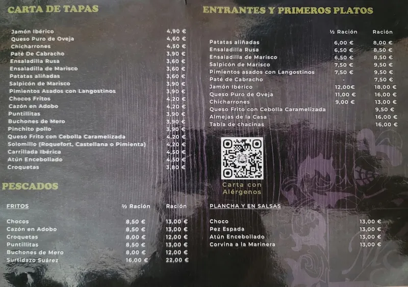 menu 1 of Mesón Suárez