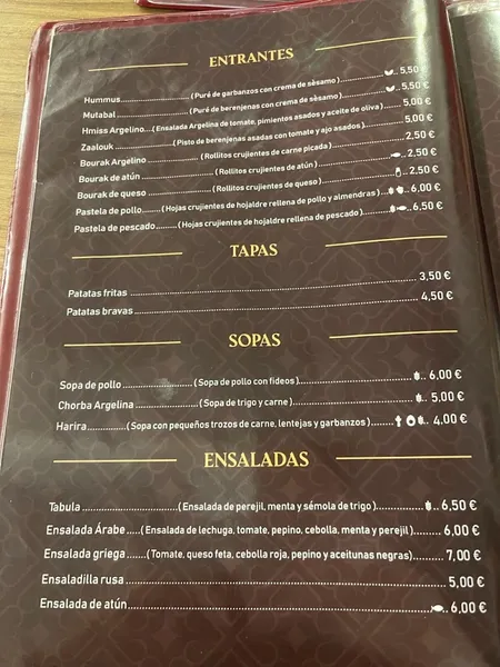 menu 0 of JASMINE . Restaurante Arabe