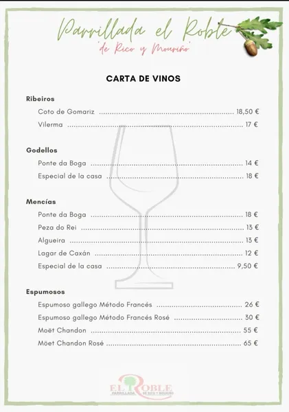 menu 0 of Restaurante El Roble