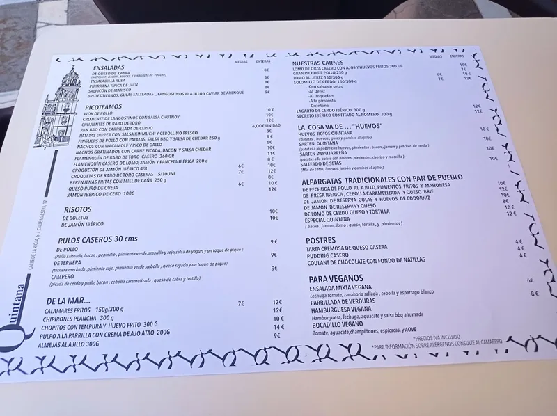 menu 0 of Quintana Centro