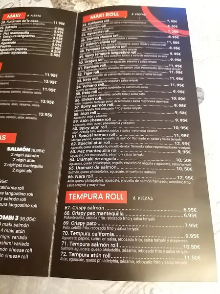 menu 0 of Restaurante Japonés - NARA SUSHI BADAJOZ