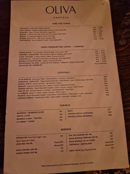 menu 0 of Oliva Enoteca