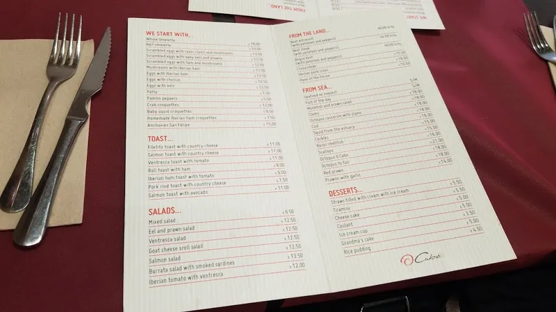 menu 0 of O Cabo