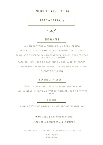 menu 0 of Pimienta rosa | Restaurante Granada
