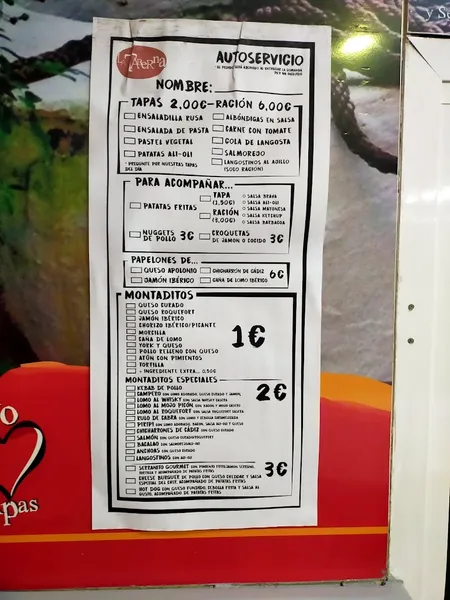menu 0 of La Taberna