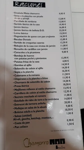 menu 0 of Restaurante Chamorro