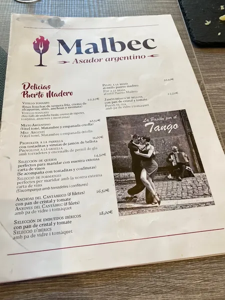 menu 0 of Malbec Restaurante Asador Argentino en Cambrils