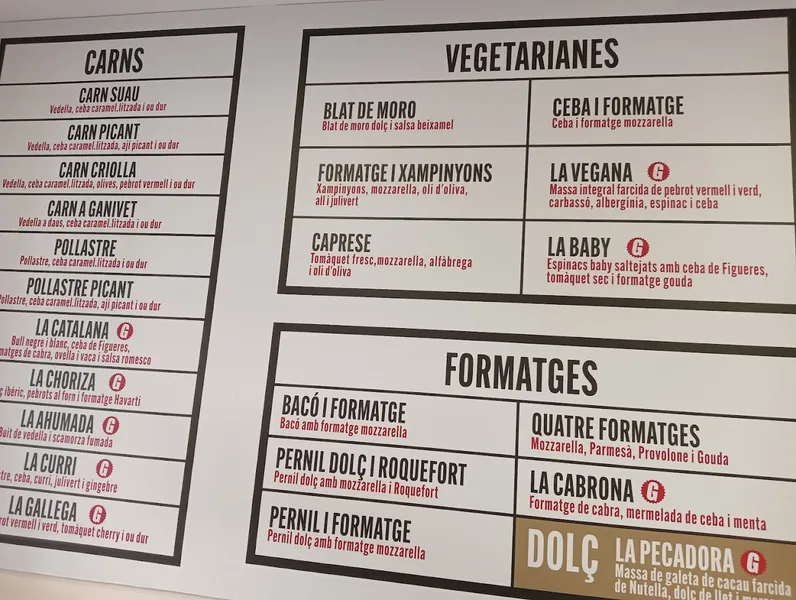 menu 1 of Empanada Club Tarragona