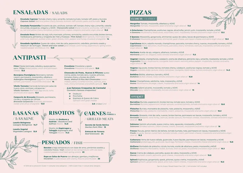 menu 0 of La Nonna Carmela