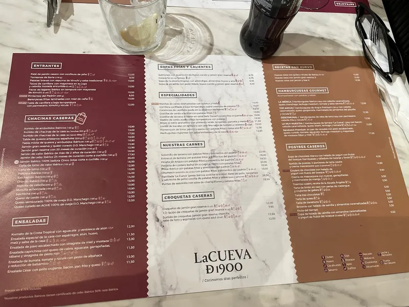 menu 1 of La Cueva de 1900 / Ayuntamiento