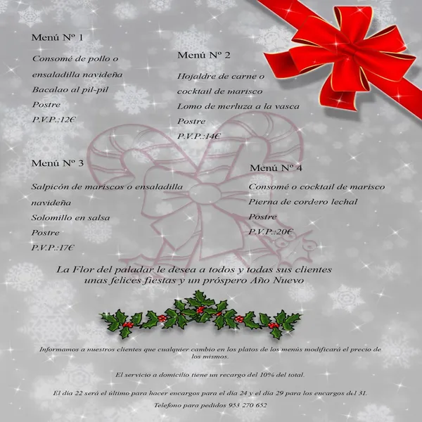menu 0 of La Flor Del Paladar Catering Comida Casera