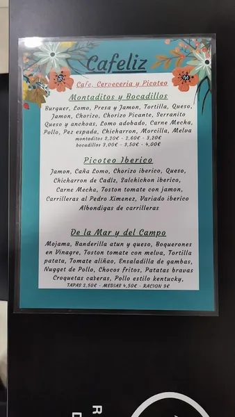 menu 2 of Cafeteria Cerveceria (Cafeliz)