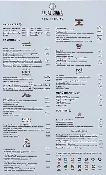 menu 0 of Mercado La Galiciana ~ Mercado Gastro-Galaico