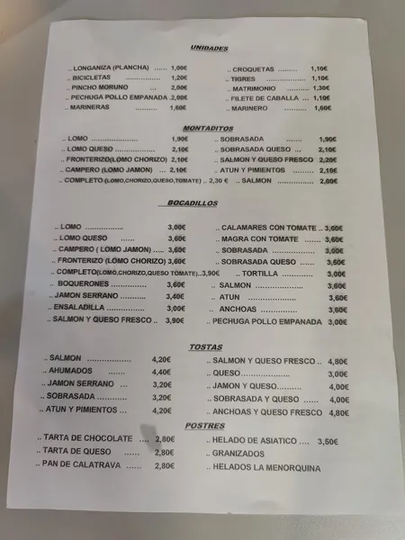 menu 0 of Bodega Nicolás