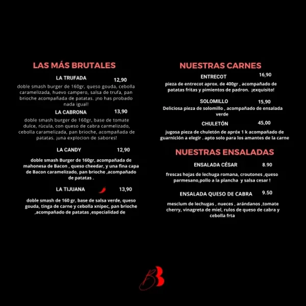 menu 1 of BRUTAL BEEF