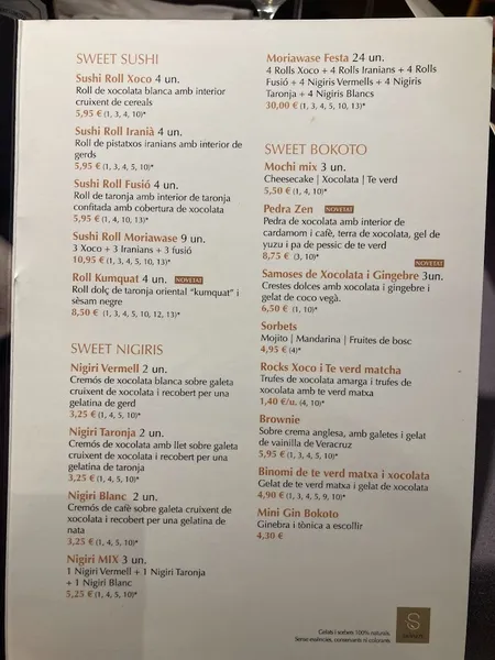 menu 0 of Bokoto Tarragona