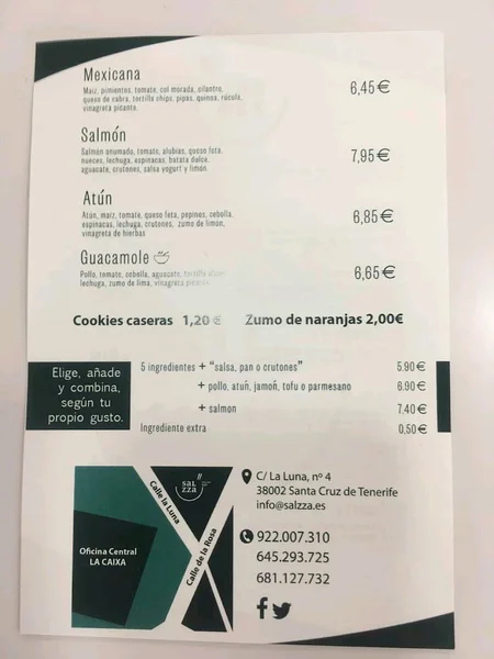 menu 0 of Salzza Salad Bar