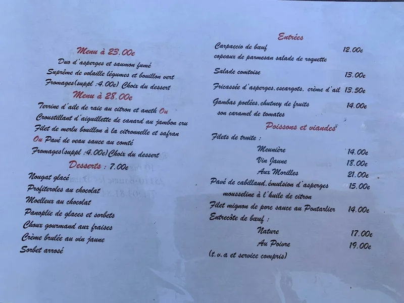 menu 0 of Le charleston