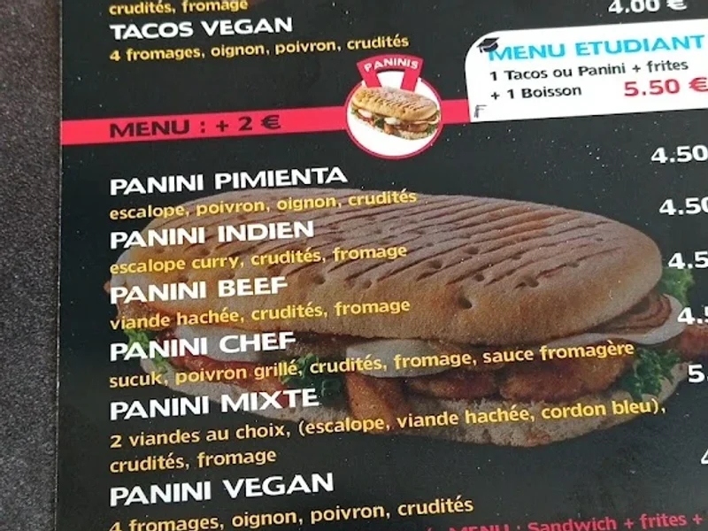 menu 2 of Le charleston