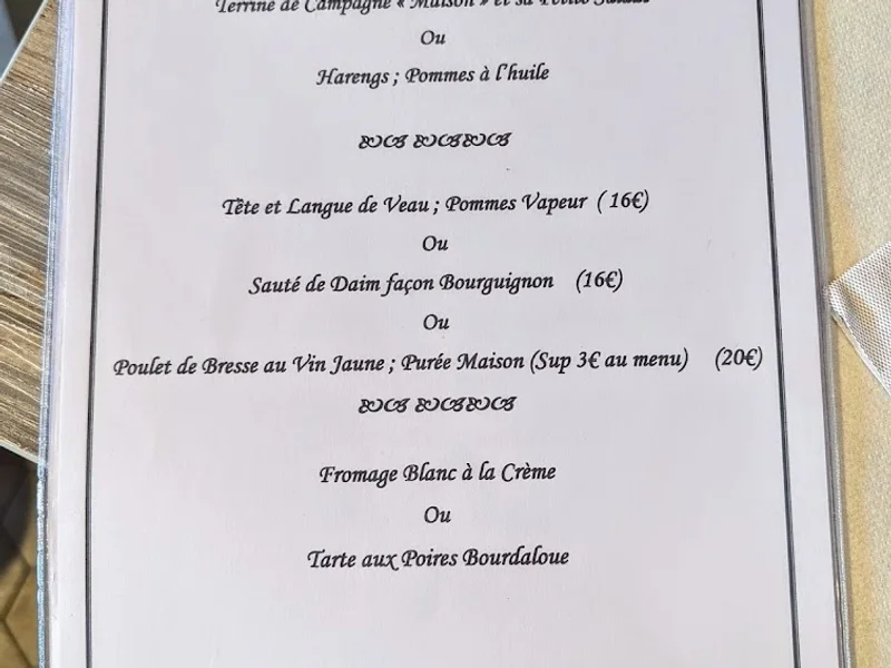 menu 0 of La Mère Jouvenceaux