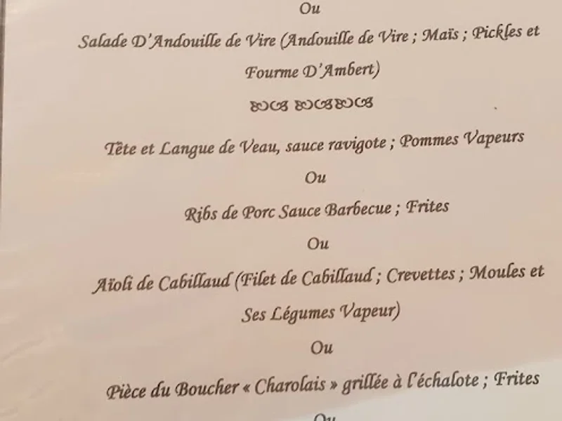 menu 1 of La Mère Jouvenceaux