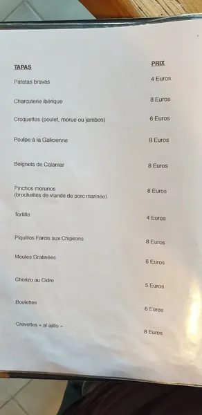 menu 1 of El Toro