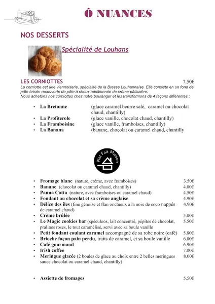 menu 1 of Ô NUANCES