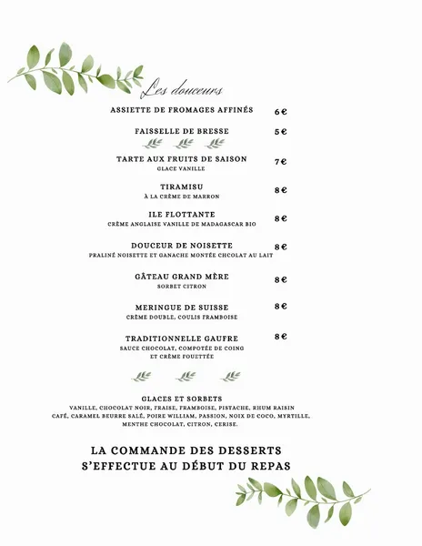 menu 0 of Auberge de l'Europe