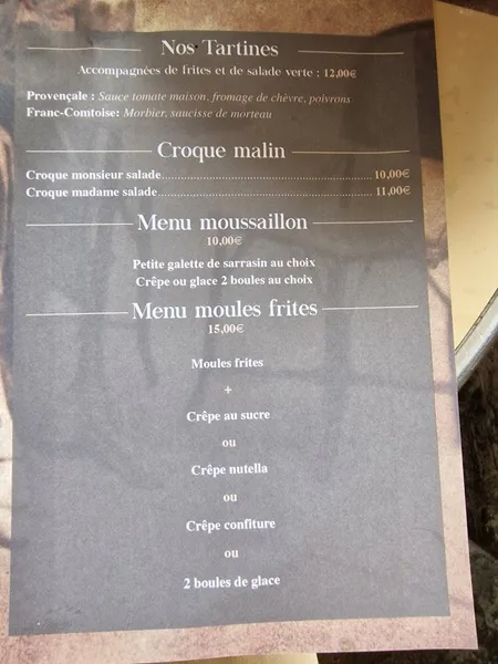 menu 1 of Sarl Cafe Saint-Martin