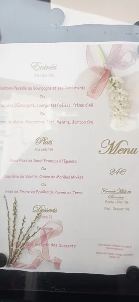 menu 1 of Restaurant Le Bourgogne