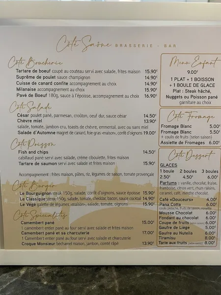 menu 1 of Côté Saône