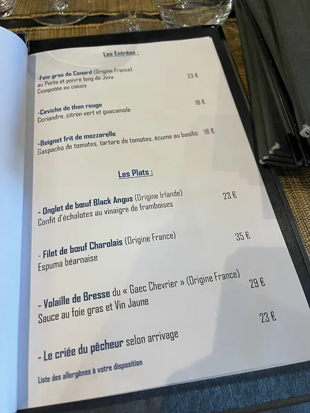 menu 0 of L'Arlequin