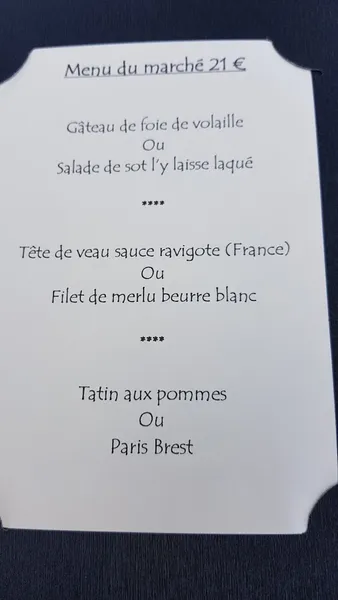 menu 2 of L'Arlequin