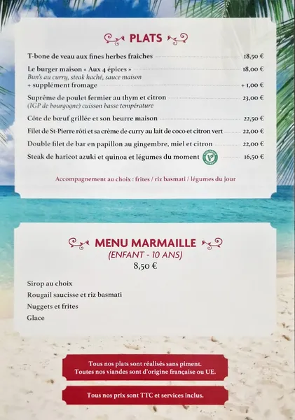 menu 0 of Aux 4 épices