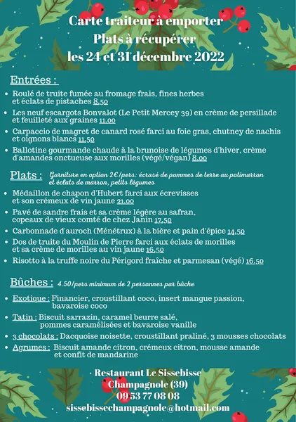 menu 0 of Restaurant Le Sissebisse