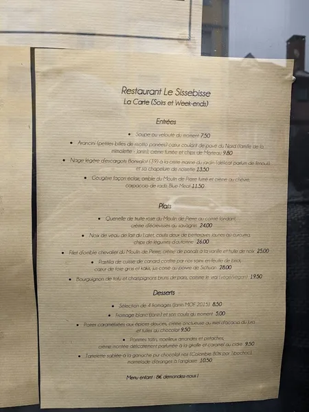 menu 1 of Restaurant Le Sissebisse