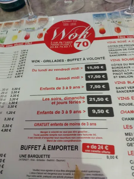 menu 2 of Wok 70