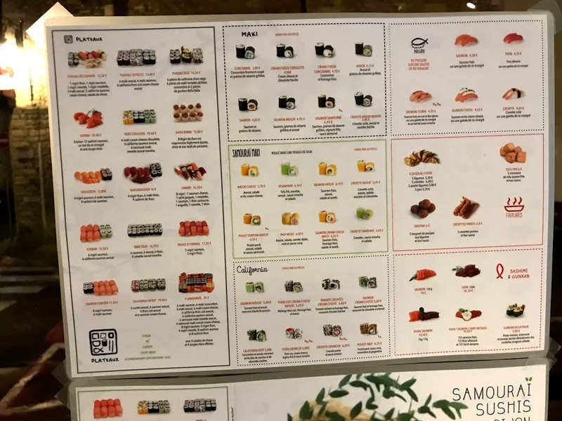 menu 1 of Samouraï Sushis Dijon