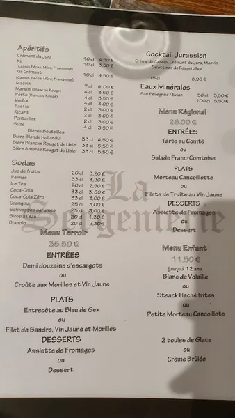 menu 0 of La Sergenterie