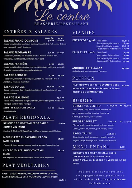 menu 0 of Cafe Du Centre