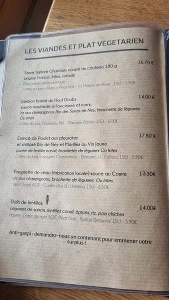 menu 2 of restaurant Le Pic Vert