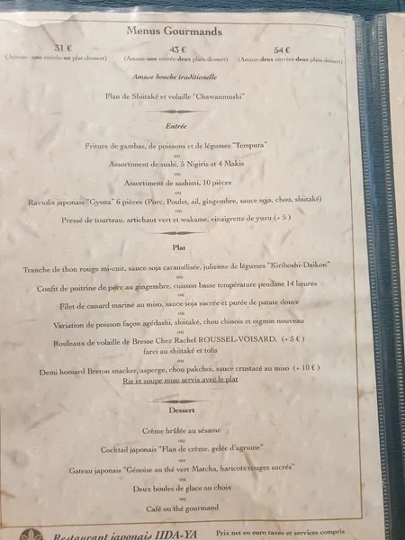 menu 2 of Iida-Ya