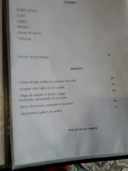 menu 1 of Restaurant Le Caveau du Grand Puits