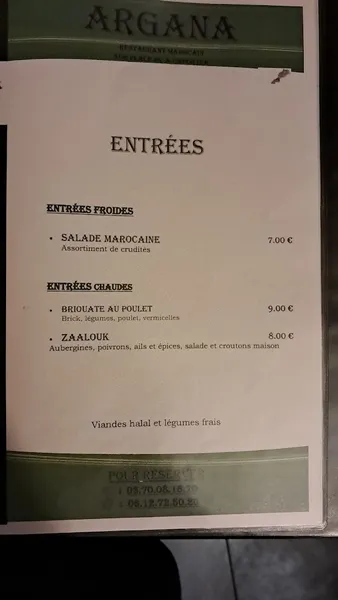 menu 0 of Argana