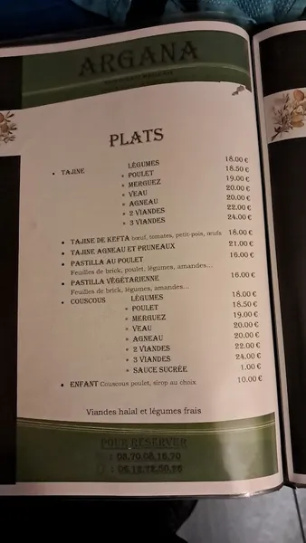 menu 1 of Argana