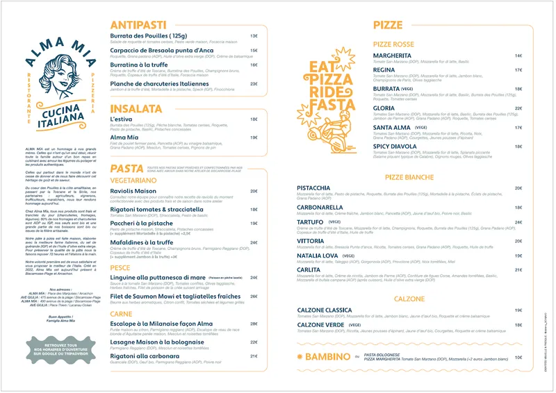 menu 0 of Alma Mía Arcachon - Cucina Italiana