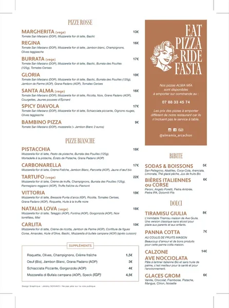 menu 1 of Alma Mía Arcachon - Cucina Italiana